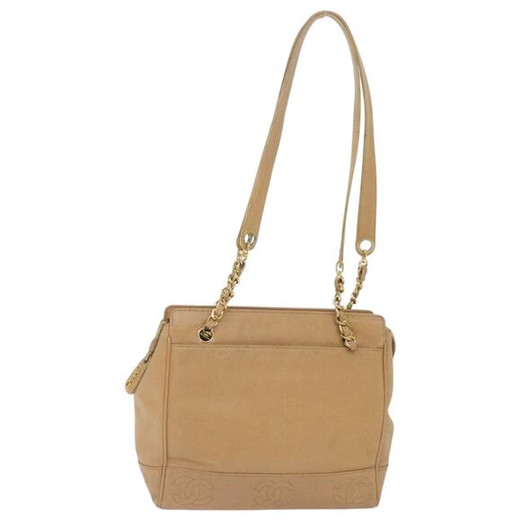 CHANEL Chain Shoulder Bag Caviar Skin Beige Gold CC - Picture 13 of 16